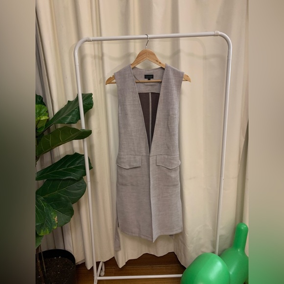 Topshop sz XS Suit vest with belt grey maroon - Picture 7 of 7